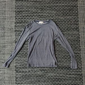 Tory Burch Dark Blue Patterned Long Sleeve Top
